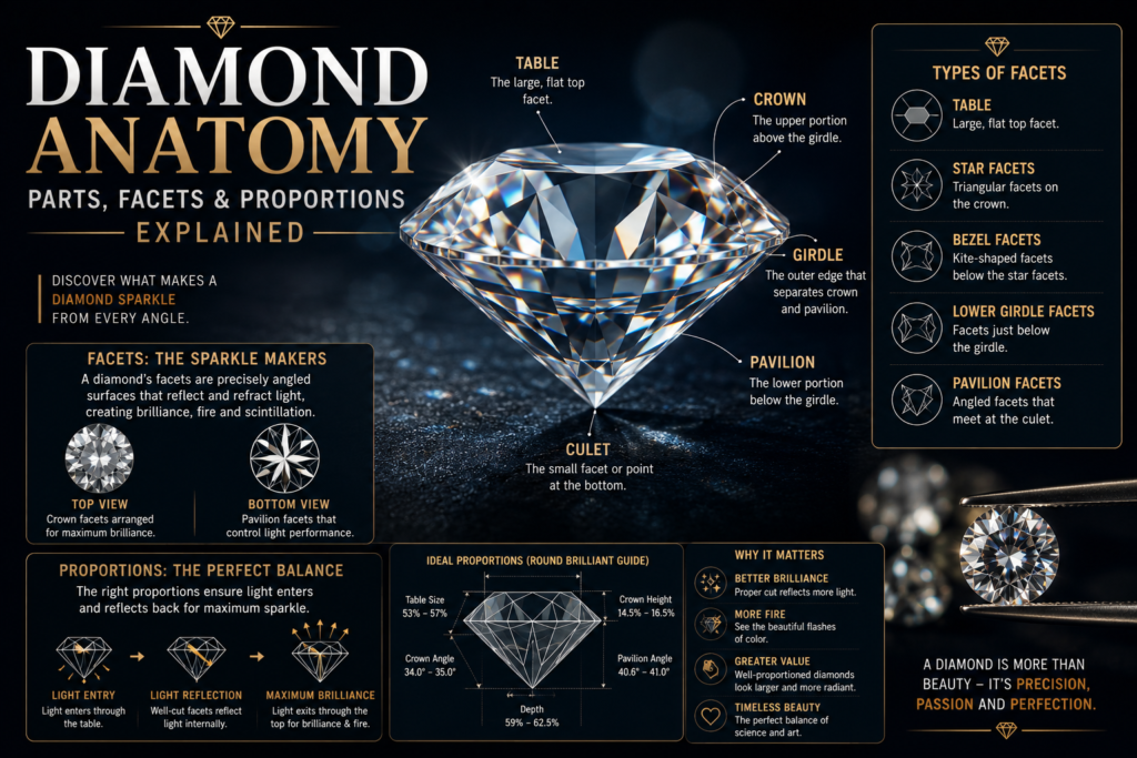Diamond Anatomy Parts, Facets & Proportions Explained