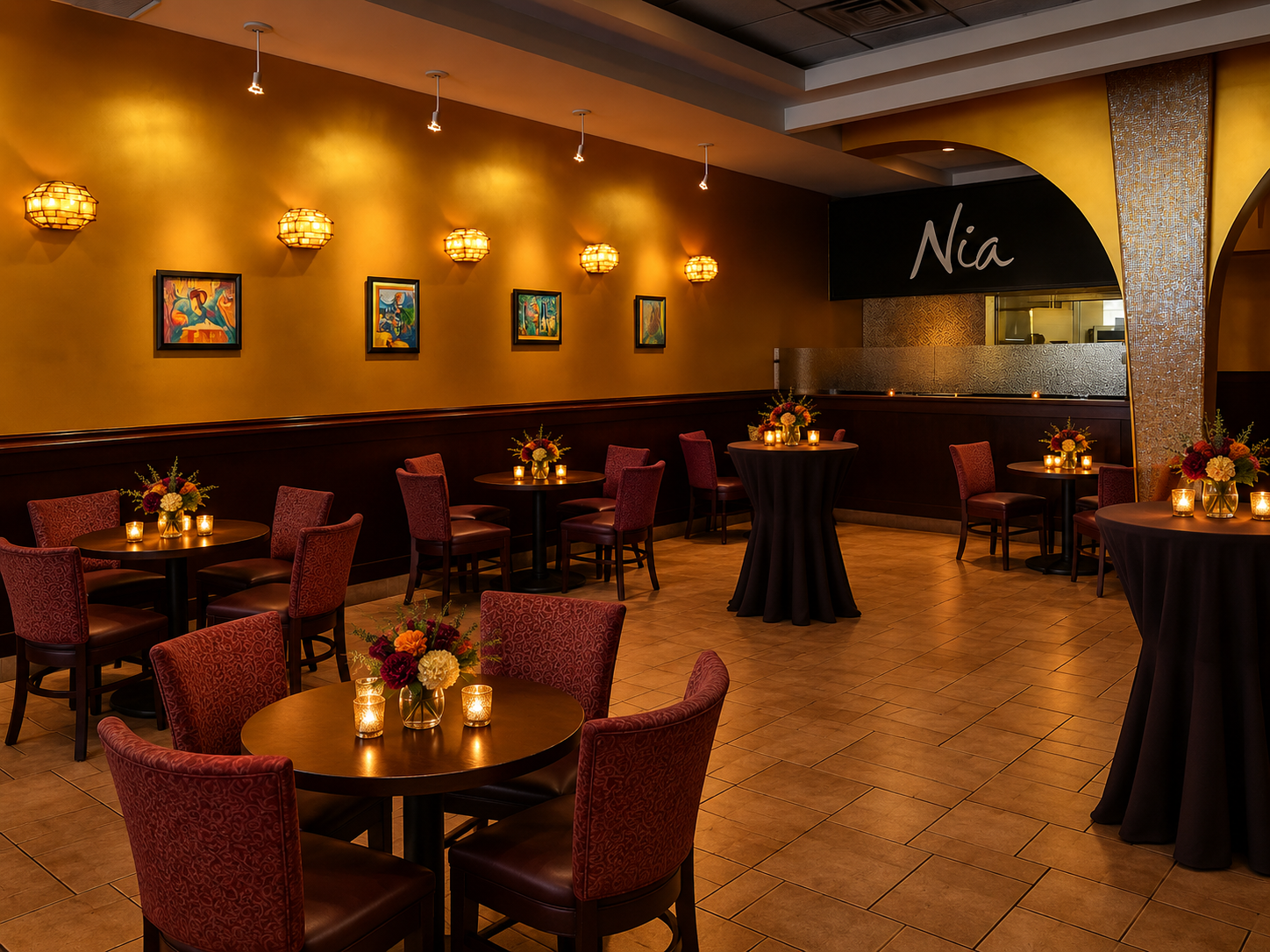 Main dining room at Nia Restaurant in Chicago West Loop